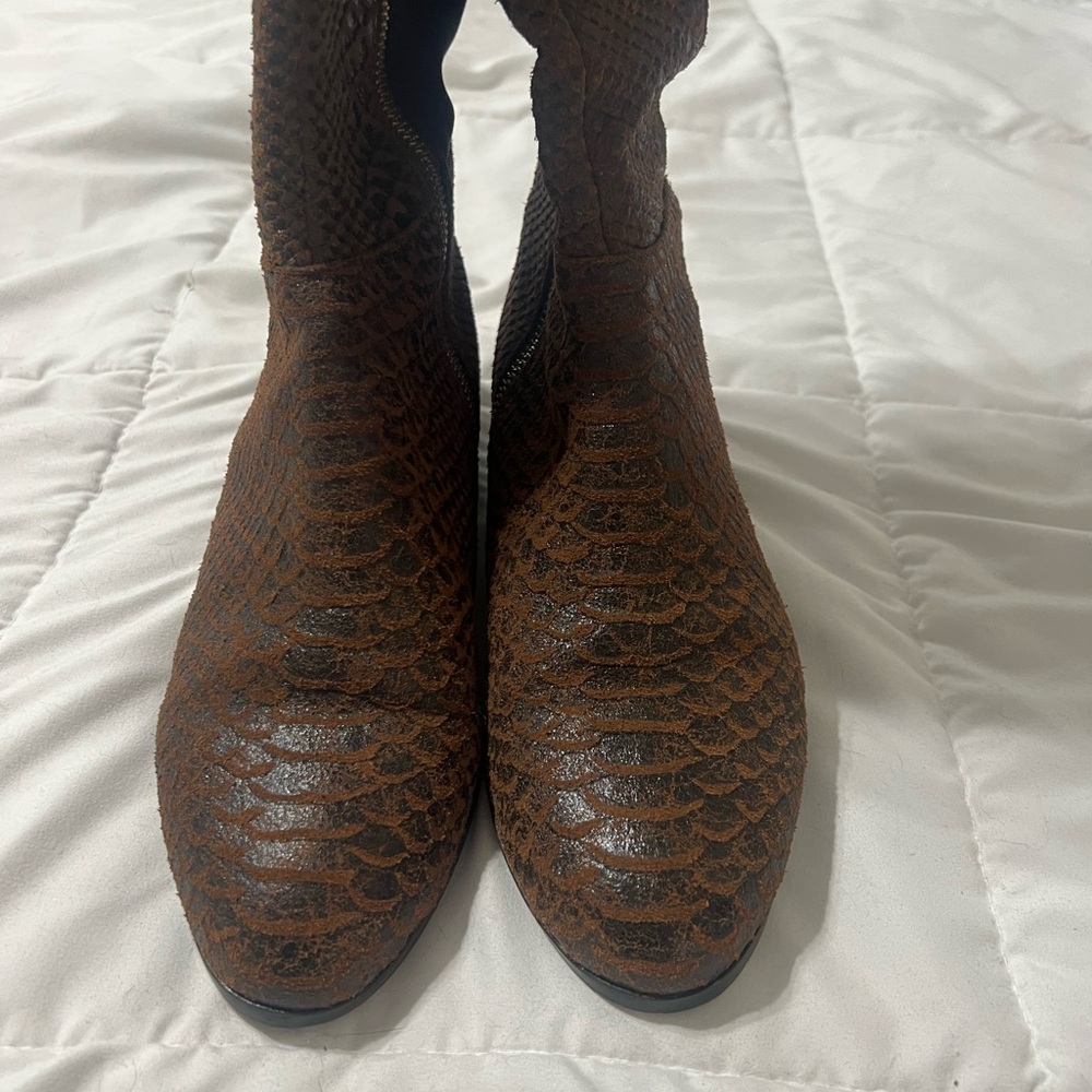 Michael Kors Brown Over the Knee Reptile Boots - Picture 2 of 6